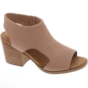 TOMS Eliana Block Heel Sandals Buck Brown Leather Elegant Heels Women's 7.5